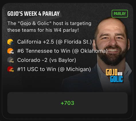 College Football Parlay Best Bets Today: GoJo and Golic Parlay .
